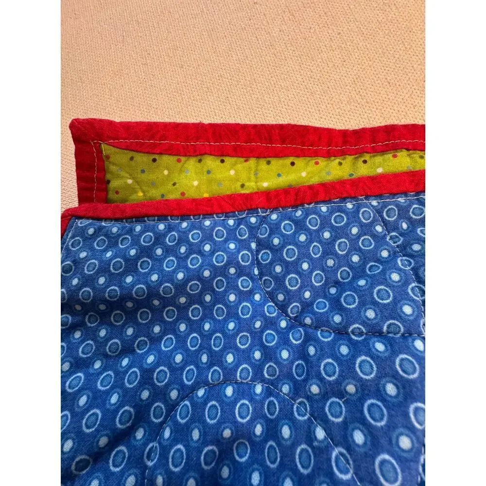 Handmade Baby Quilt Vibrant Colors Excellent condition Block Lime Green Red Blue